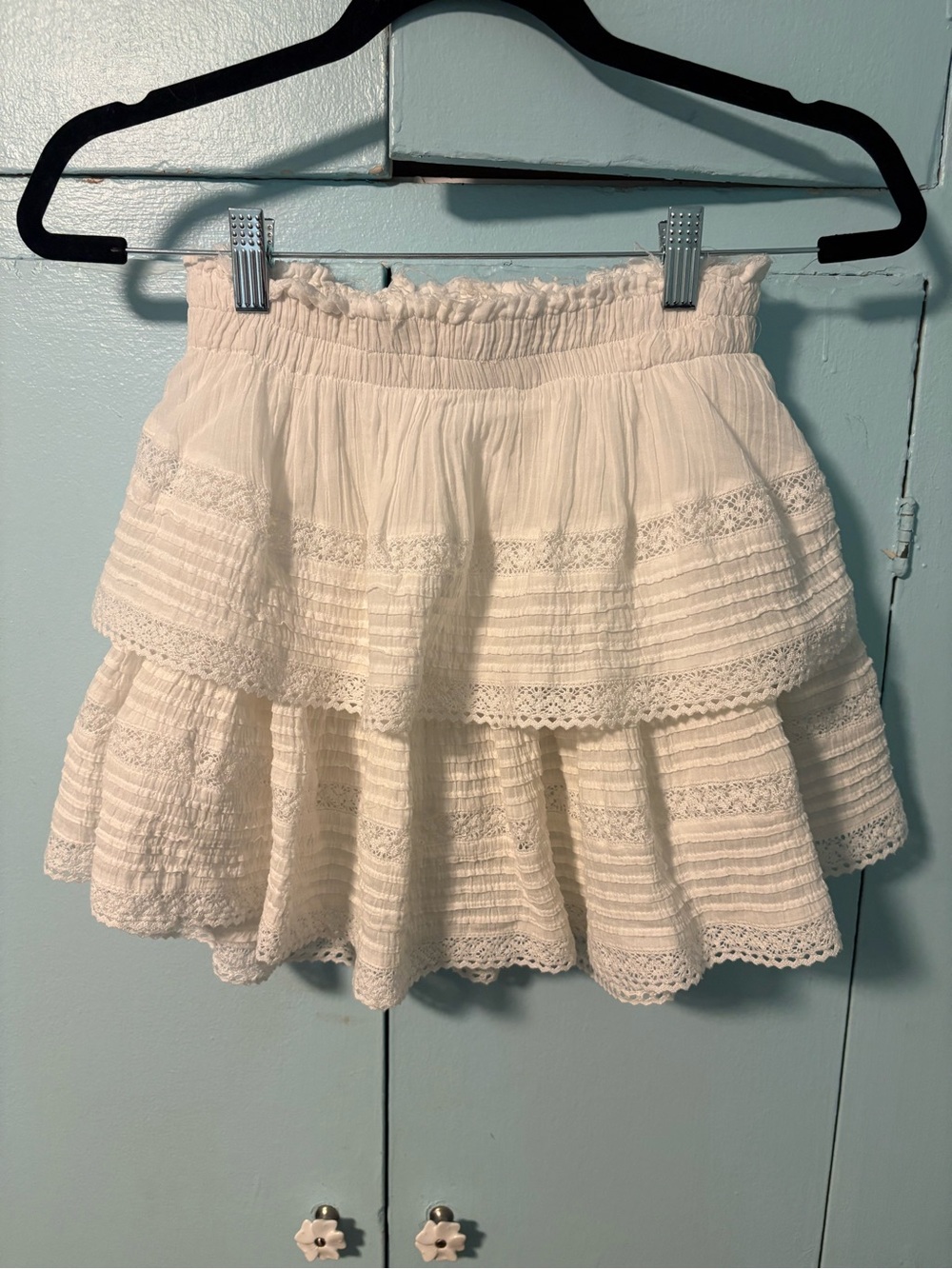 Aerie Rock N Ruffle Tiered Mini White Skirt Small - Picture 4 of 6
